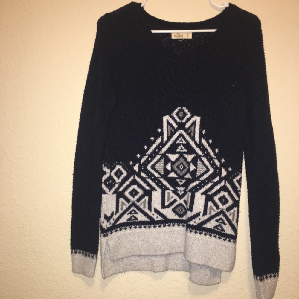 Blue and gray, Aztec, knit sweater